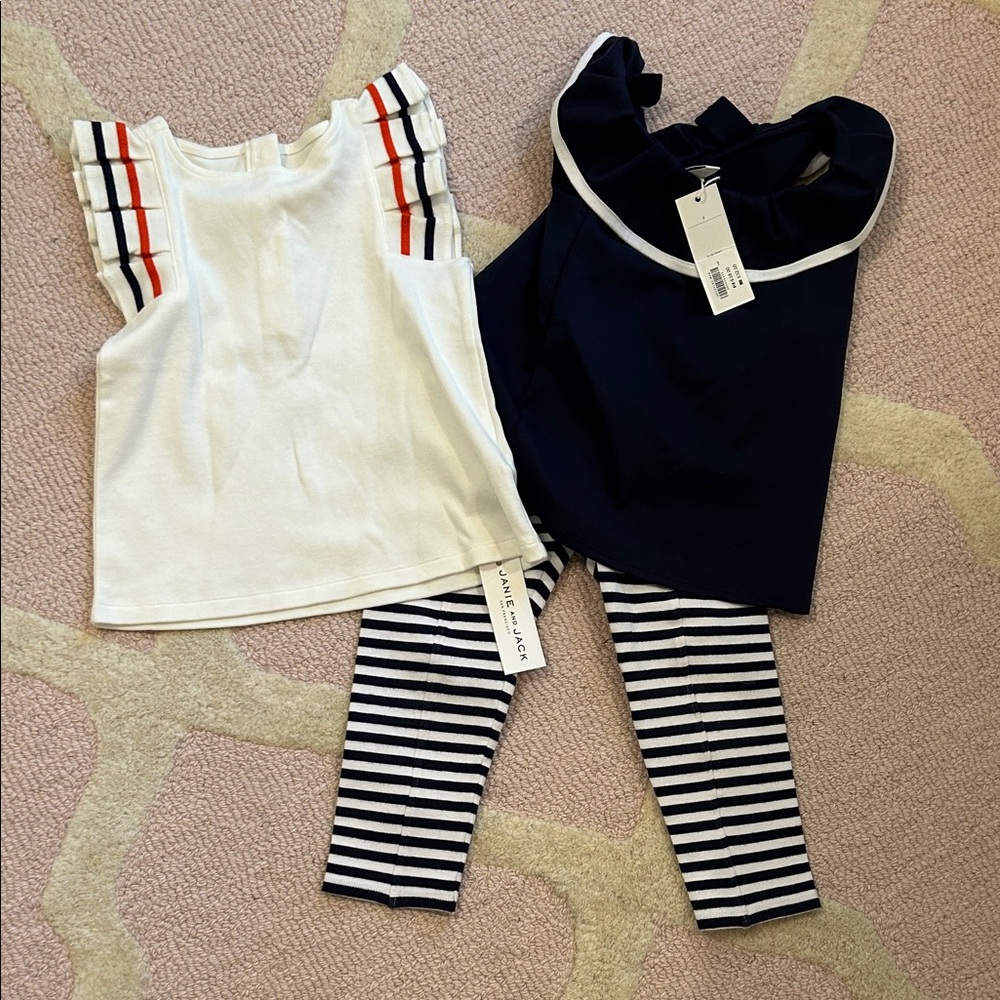 Janie and Jack Girls' Striped Leggings and Tops Set Size 3T